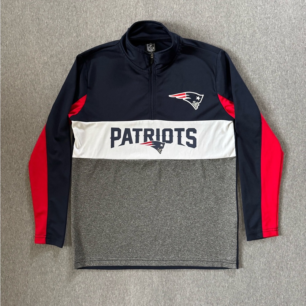 NFL New England Patriots 1/4 zip long sleeve sweatshirt youth kids size‎ 14-16